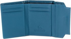 Синій жіночий гаманець маленького розміру із натуральної шкіри на магніті Marco Coverna 68640