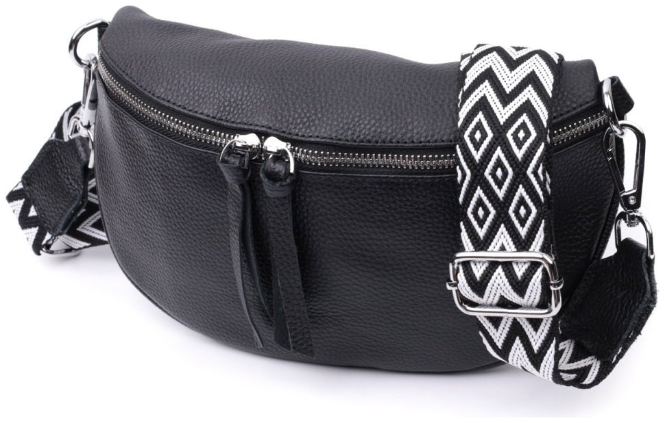 Женская кожаная сумка через плечо с мини-кошельком Vintage 2422666 Черная modnotak фото №1