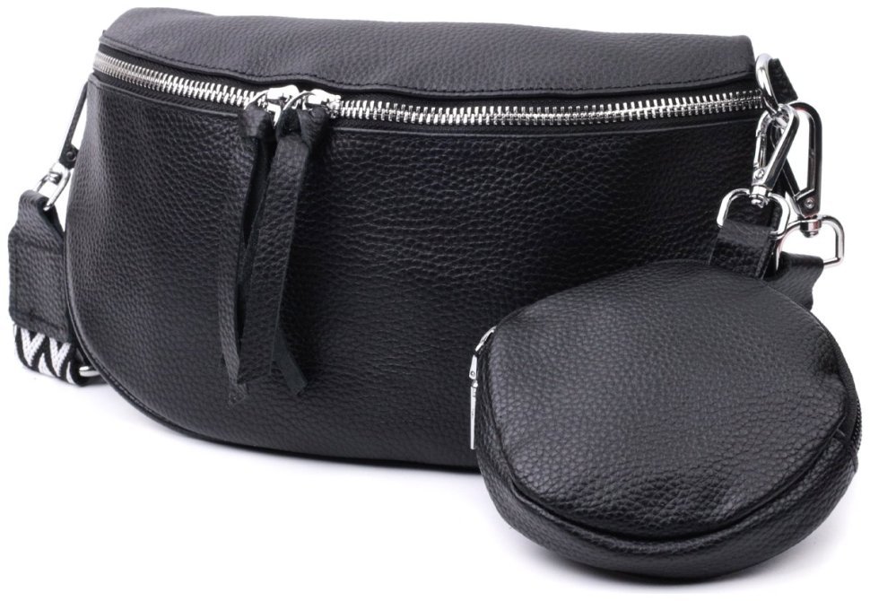 Женская кожаная сумка через плечо с мини-кошельком Vintage 2422666 Черная modnotak фото №5