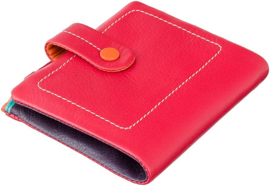 Красный кожаный женский кошелек небольшого размера с фиксацией на кнопку Visconti Mojito 68840