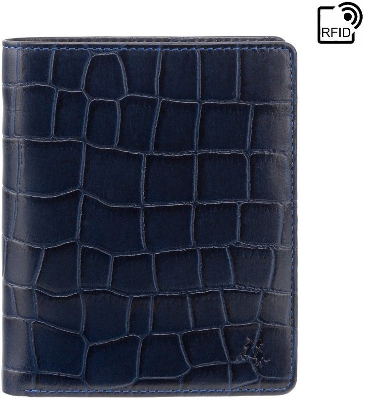 Чоловіче портмоне з натуральної шкіри під крокодила в синьому кольорі з RFID - Visconti Predator 69040
