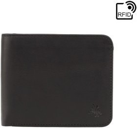 Чорне горизонтальне чоловіче портмоне з натуральної шкіри під купюри та картки Visconti Trim 69140