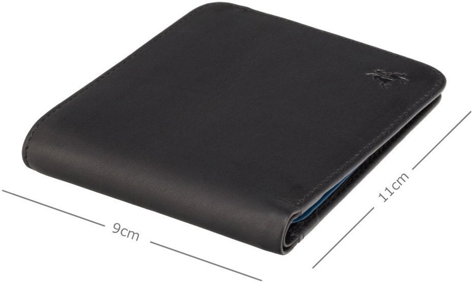 Черное горизонтальное мужское портмоне из натуральной кожи под купюры и карты Visconti Trim 69140