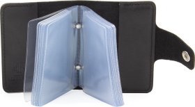 Черная визитница маленького размера из гладкой кожи с хлястиком на кнопке BlankNote (50241)