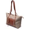 Бежева жіноча сумка великого розміру з натуральної шкіри Vintage 2422304 - 1