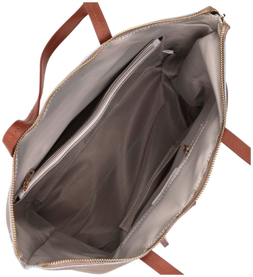 Бежева жіноча сумка великого розміру з натуральної шкіри Vintage 2422304