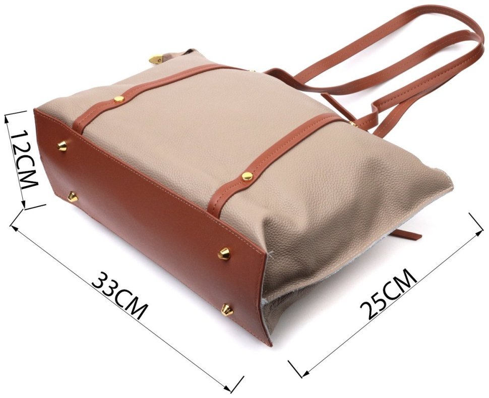 Бежевая женская сумка большого размера из натуральной кожи Vintage 2422304 modnotak фото №10