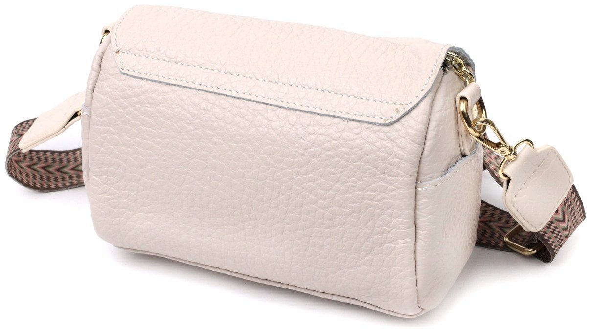 Кожаная женская сумка-кроссбоди маленького размера в белом цвете Vintage 2422404
