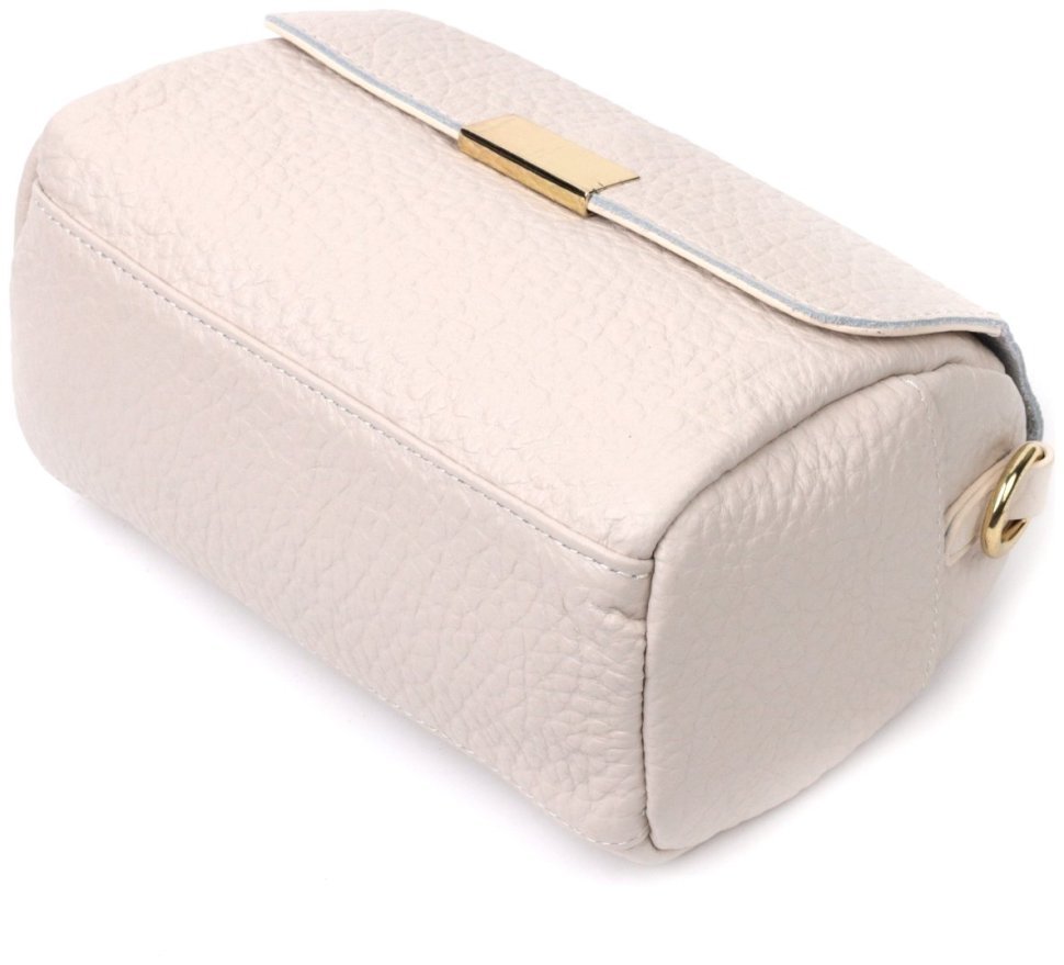 Шкіряна жіноча сумка-кроссбоді маленького розміру в білому кольорі Vintage 2422404