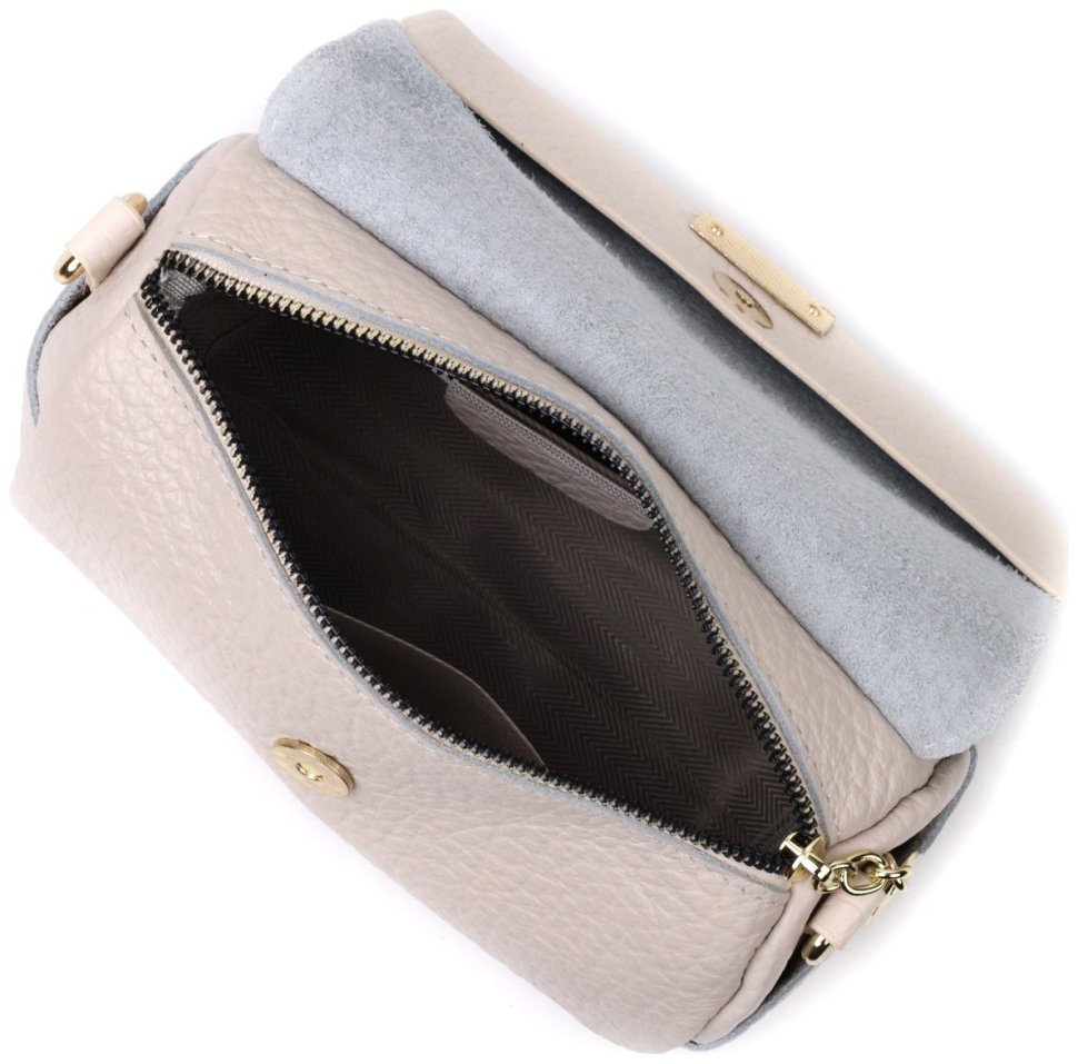 Шкіряна жіноча сумка-кроссбоді маленького розміру в білому кольорі Vintage 2422404