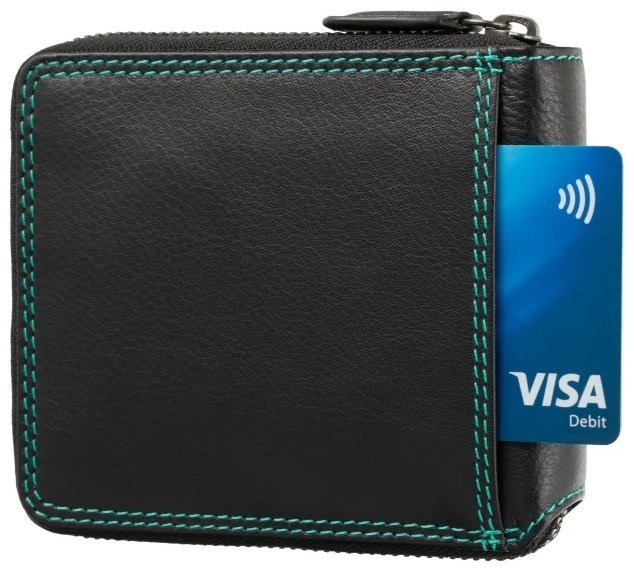 Чорний жіночий гаманець з натуральної шкіри з акцентним рядком Visconti Picasso 70741