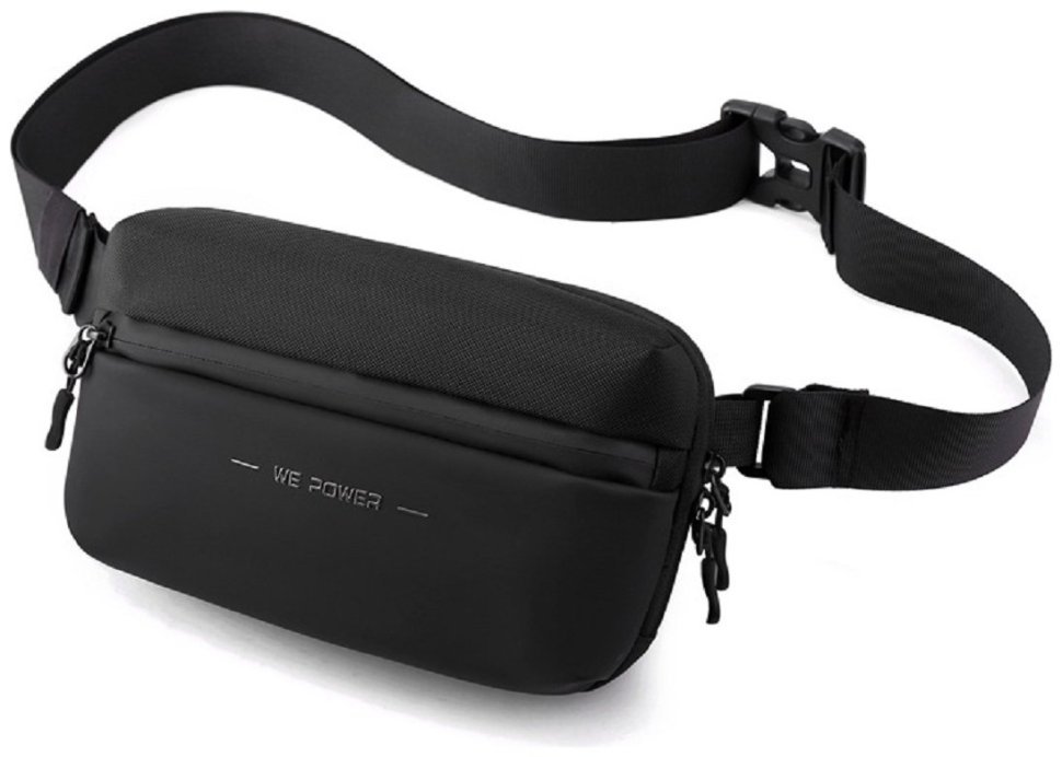 Текстильна чоловіча сумка бананка чорного кольору Confident 90741 modnotak фото №1