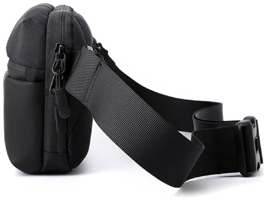 Текстильна чоловіча сумка бананка чорного кольору Confident 90741 modnotak фото №15