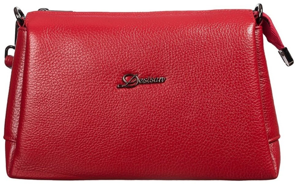Удобная женская сумка из зернистой кожи красного цвета Desisan 81441 фото №1 Удобная женская сумка из зернистой кожи красного цвета Desisan 81441 modnotak фото №1
