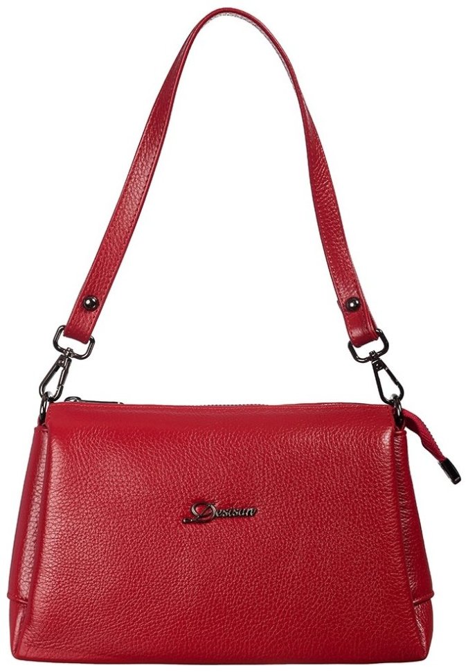 Удобная женская сумка из зернистой кожи красного цвета Desisan 81441 фото №2 Удобная женская сумка из зернистой кожи красного цвета Desisan 81441 modnotak фото №2