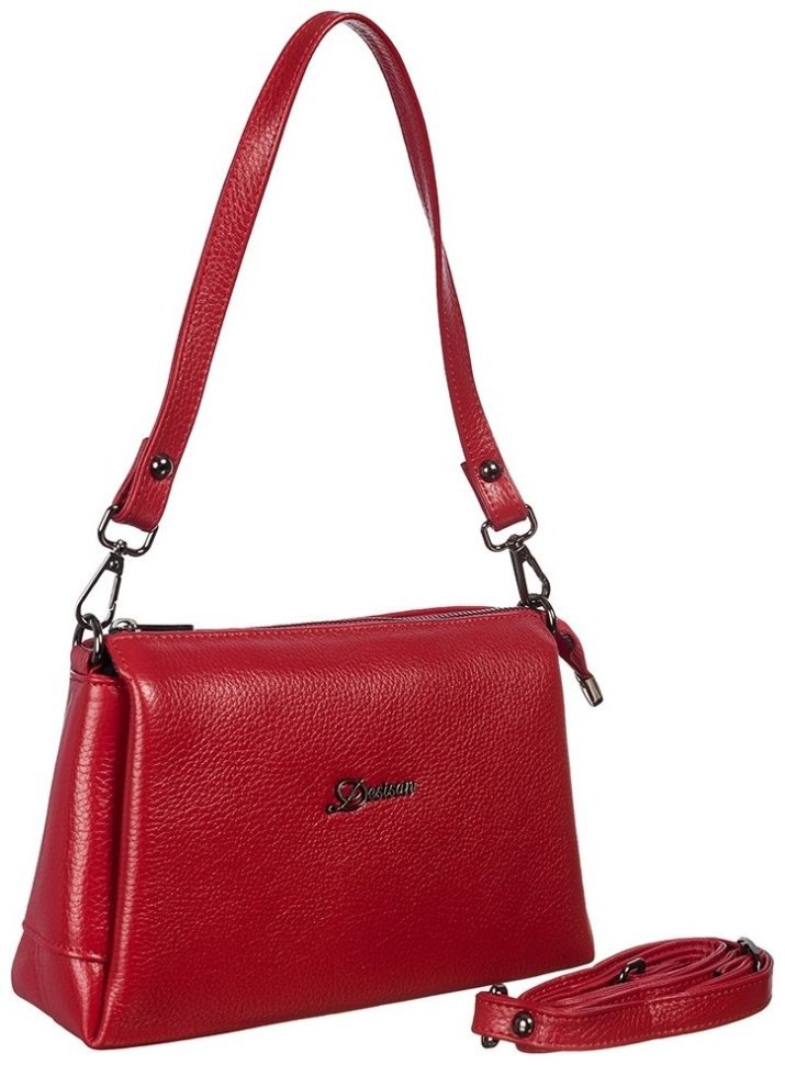 Удобная женская сумка из зернистой кожи красного цвета Desisan 81441 фото №4 Удобная женская сумка из зернистой кожи красного цвета Desisan 81441 modnotak фото №4
