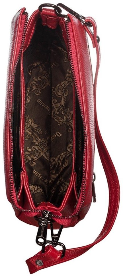 Удобная женская сумка из зернистой кожи красного цвета Desisan 81441 фото №5 Удобная женская сумка из зернистой кожи красного цвета Desisan 81441 modnotak фото №5