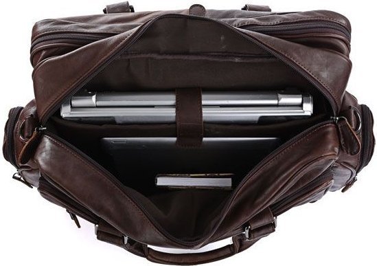 Коричнева ділова сумка для ноутбука з кишенею органайзером VINTAGE STYLE (14055)