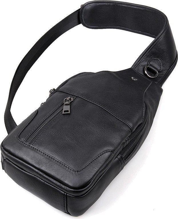 Черная стильная сумка-рюкзак из натуральной кожи VINTAGE STYLE (14414)