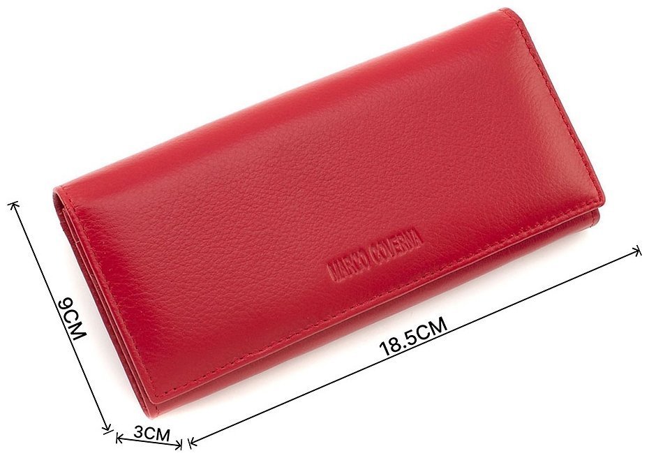 Червоний жіночий гаманець із високоякісної шкіри з клапаном на магнітах Marco Coverna (17977) modnotak фото №3