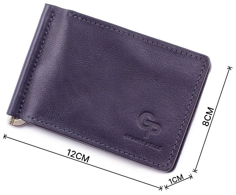 Затиск для банкнот зі шкіри синього кольору Grande Pelle (13175) modnotak фото №3