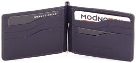 Затиск для банкнот зі шкіри синього кольору Grande Pelle (13175)