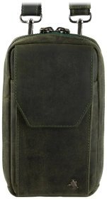 Мініатюрна чоловіча сумка на пояс або на плече із вінтажної шкіри зеленого кольору Visconti 81941