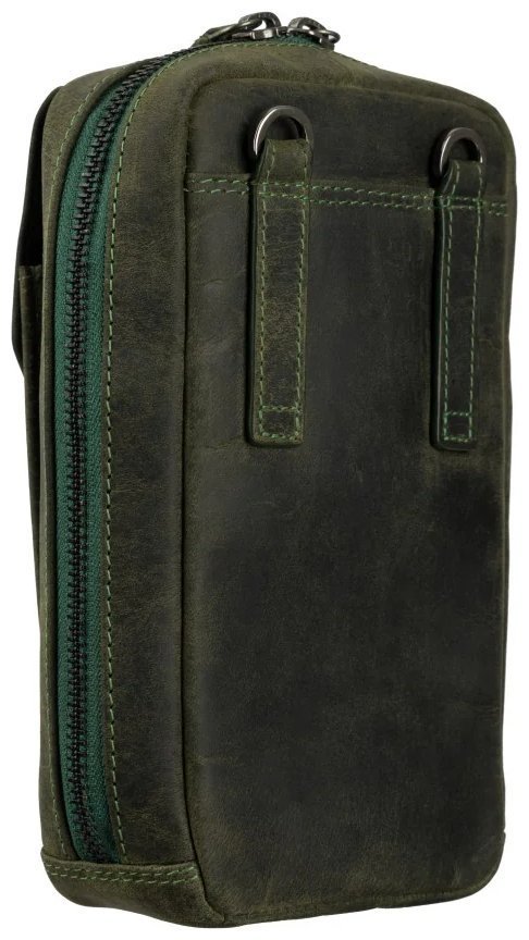 Миниатюрная мужская сумка на пояс или на плечо из винтажной кожи зеленого цвета Visconti 81941 modnotak фото №7