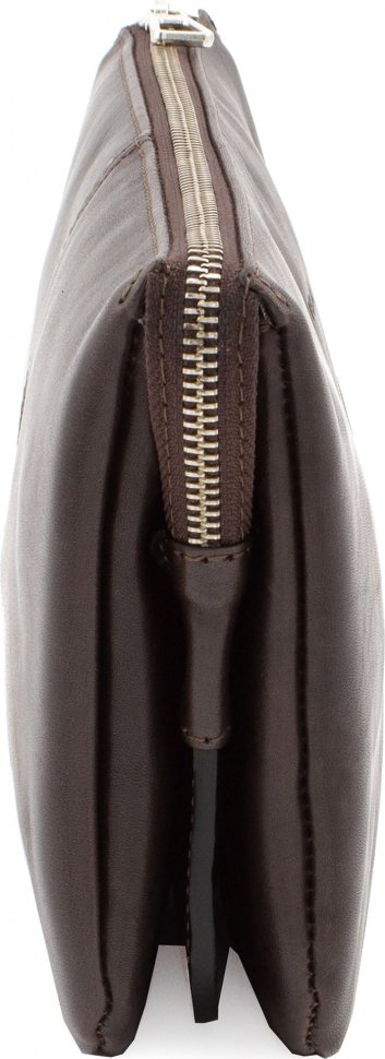 Большой кожаный клатч коричневого цвета на молнии Grande Pelle (10503)