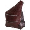 Деловая мужская сумка-слинг из натуральной кожи под фактуру кроко Vip Collection 102341 коричневого цвета modnotak фото - 1