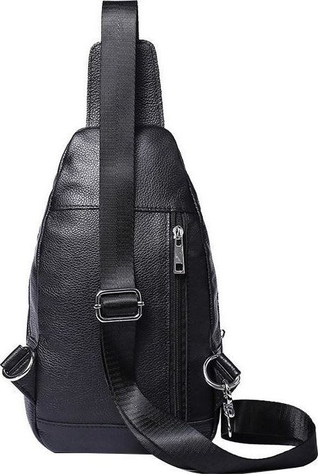 kozhanyj muzhskoj sling ryukzak chernogo cveta vintage style 14840