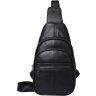 Кожаный мужской слинг - рюкзак черного цвета VINTAGE STYLE (14840) - 1
