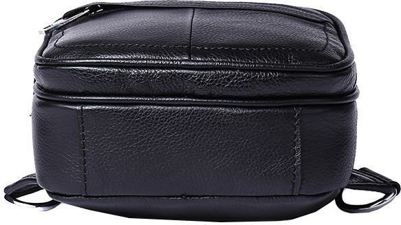 Кожаный мужской слинг - рюкзак черного цвета VINTAGE STYLE (14840)