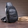 Шкіряний чоловічий слінг - рюкзак чорного кольору VINTAGE STYLE (14840) - 3