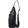 Шкіряний чоловічий слінг - рюкзак чорного кольору VINTAGE STYLE (14840) - 7