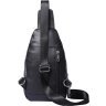 Кожаный мужской слинг - рюкзак черного цвета VINTAGE STYLE (14840) - 8