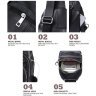 Кожаный мужской слинг - рюкзак черного цвета VINTAGE STYLE (14840) - 9