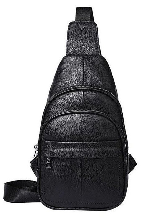 kozhanyj muzhskoj sling ryukzak chernogo cveta vintage style 14840