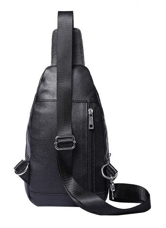 kozhanyj muzhskoj sling ryukzak chernogo cveta vintage style 14840