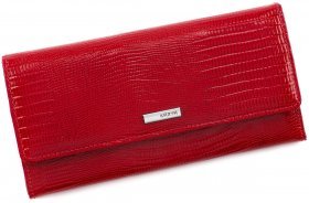 Шкіряний гаманець з клапаном червоного кольору KARYA (1071-074)