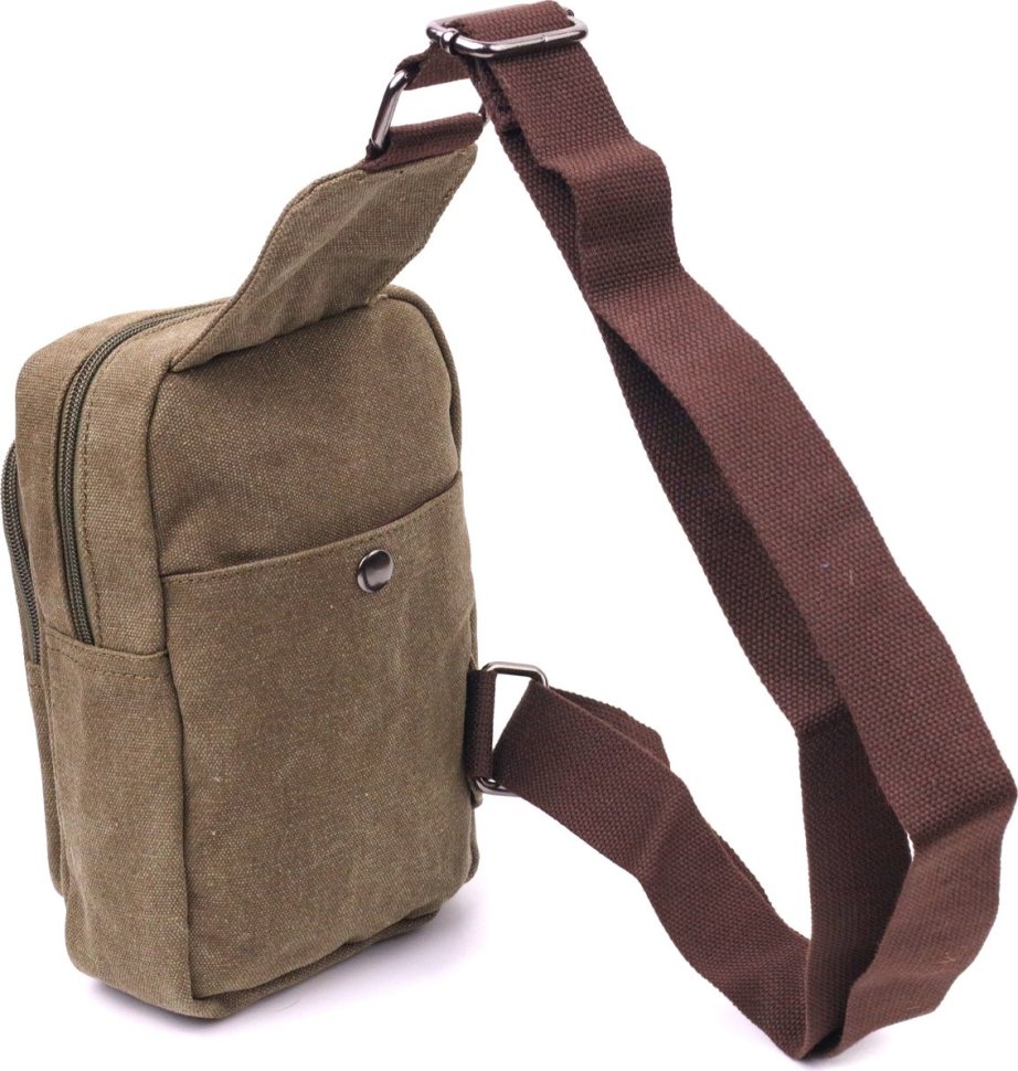 Чоловіча сумка через плече із щільного текстилю в оливковому кольорі Vintage (2421231)