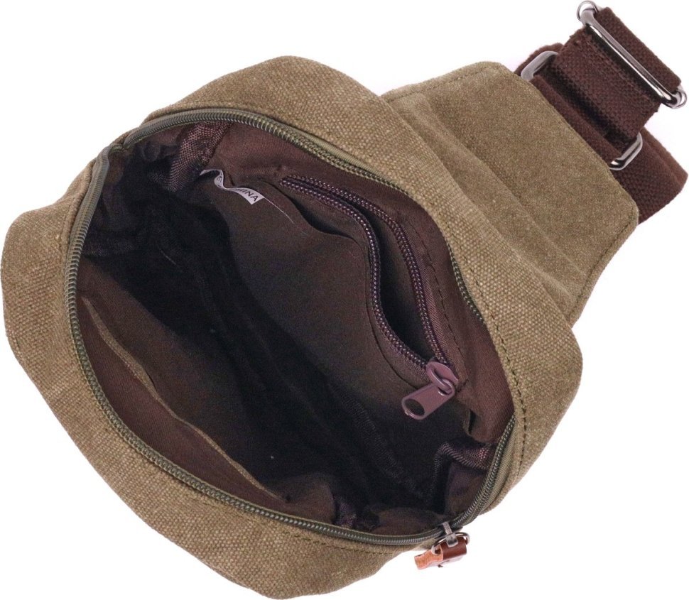 Мужская сумка через плечо из плотного текстиля в оливковом цвете Vintage (2421231) 