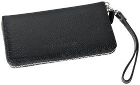 Черный клатч на молнии из зернистой кожи Vip Collection 102641