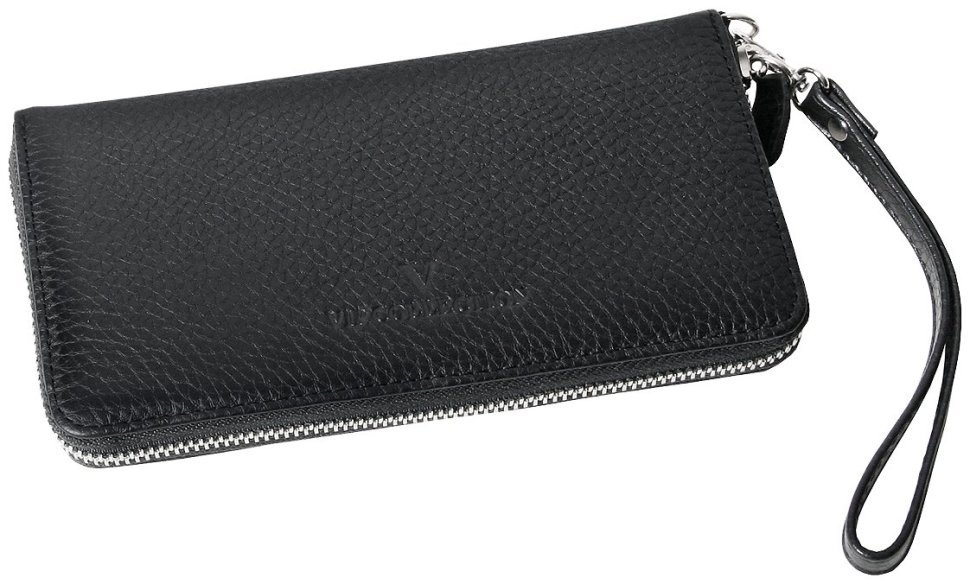 Черный клатч на молнии из зернистой кожи Vip Collection 102641 фото №1 Черный клатч на молнии из зернистой кожи Vip Collection 102641 modnotak фото №1