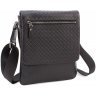 Мужская черная сумка-планшет из натуральной кожи с тиснением плетенка H.T. Leather (10221) - 1