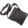 Чоловіча чорна сумка-планшет з натуральної шкіри з тисненням плетінка HT Leather (10221) - 4