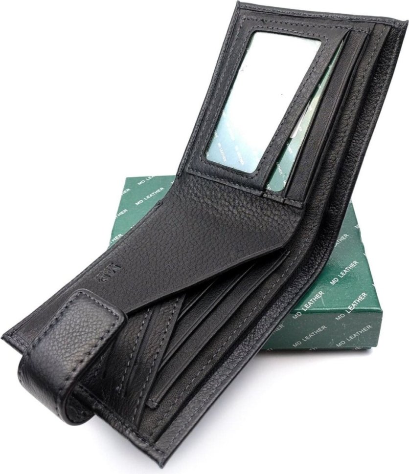 Фірмовий горизонтальний чоловічий гаманець з натуральної шкіри на магніті MD Leather (21550)