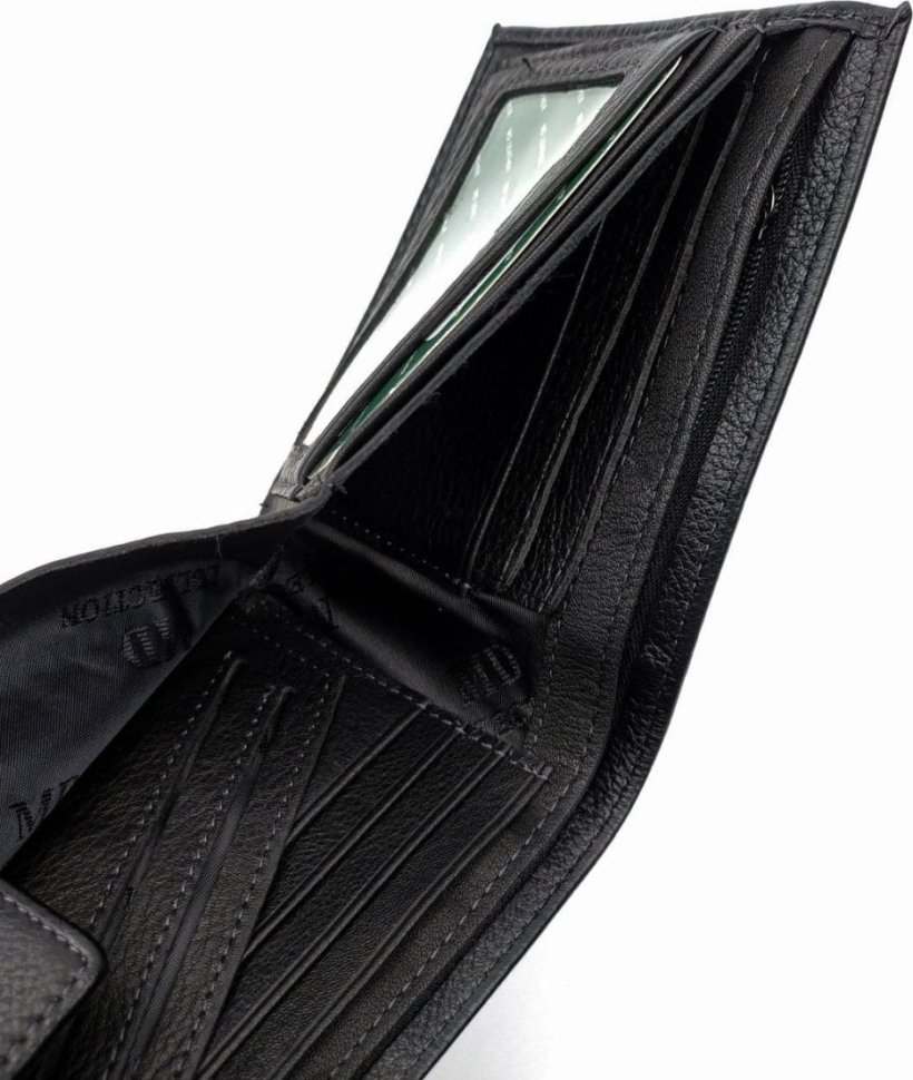 Фирменный горизонтальный мужской кошелек из натуральной кожи на магните MD Leather (21550)