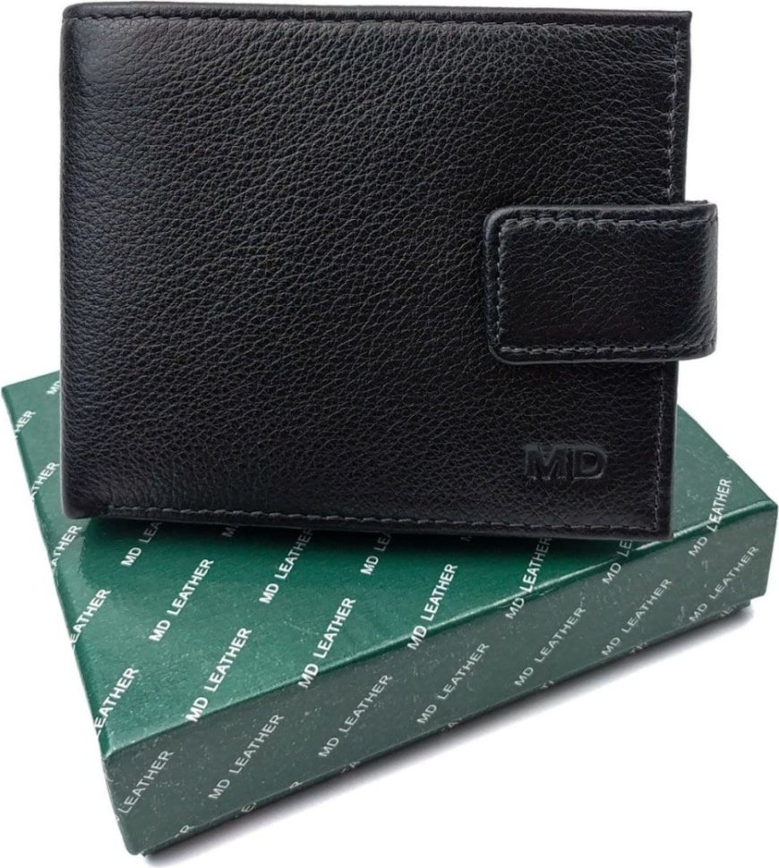Фірмовий горизонтальний чоловічий гаманець з натуральної шкіри на магніті MD Leather (21550)