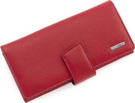 Червоний жіночий гаманець із натуральної шкіри флотар із блоком під карти KARYA (17319)